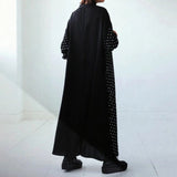 Spring And Autumn New Female Style Simple Refreshing Long Sleeves Collict Splicing Wave Point Pattern Dress Dress