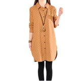 2026 New Long-Sleeved Korean Version Of Loose-Fitting Large-Size Long-Sized Shirt Dress Cotton And Thin Women's Top