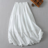 2026 Real Shot Pure Cotton With Lining Embroidery Emptiness Lace Skirt Literary Sense Big Swing Skirt Tight Waist Skirt Summer