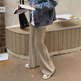 KANING Crotch Knitted Broad-Legged Trousers Women 2026 Autumn And Winter High Waist Hanging Mop Lengthened Leisure Straight Pants