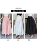 Fashion Folded Lining High Waist Slim Half-Dress Woman Medium Long Slim Slim Cake Dress Girl