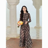 Large-Size French Vintage Glyt Gable Long Sleeve Dress Design Reliet Renovation Dress New Autumn
