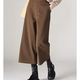 Specialty Quality Warm Eight-Point Broad Leg Pants 2026 Winter New Fashion Plus Thick Hairy Slacks Women's Pants