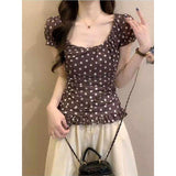 Sexy Hot Girl Collar Short-Sleeved T-Shirt Girl Summer New Slimming Wood Ear To The Small Blouse