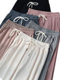Autumn Thin Ice Broad Leg Pants Women High-Waist Loose Thinning Feeling In The Tide Students Slack Straight Trousers