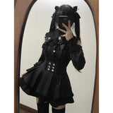 2026 Spring And Autumn New Sweetheart Encounter Dark Production Of Young Girl Shoulder Shirt + High Waist Half Skirt Two Sets