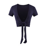 Belt Shawl Short-Sleeved T-Shirt Design Small Irregular Draw Blouse Short T-Shirt Summer