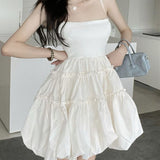 Little Princess Wind Dresses Women's Summer Oceanic French Vintage Relent-Back Suspension Short Skirt