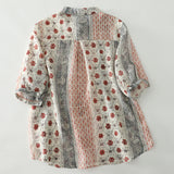 Light-Colored Print Half-Sleeved Shirt Chinese Wind And Mashed Flower Shirt French Literary Thin Women's Top Summer