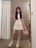 Sleeveless Apricot Dress Women 2026 Summer New Small Temperament Straight Vest A Word Skirt High Sense