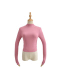 Autumn And Winter Plus Velvet Street Ins Hot Girl Solid Color Repair Small High-Neck Curved Long-Sleeved T-Shirt