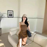 Fashion Temperament Pure Windy Sexy Sling Dress Women's Summer Design Sense Folded Long Skirt