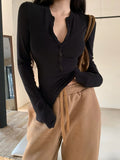 Spice Girls Slim Elastic Long Sleeves Shoulder T-Shirt Girls Spring And Autumn Sexy Body Bottoming Shirt Tight Thin Top