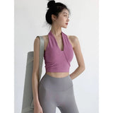 Net Red Fashion Sexy Back Hanging Neck Sling Vest Women's Summer Sports Yoga Suit With Chest Pads Short Fitness Top