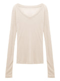 Spice Girls Sexy Slimper V-Neck Knitted T-Shirt Women's New Autumn Sunscreen Shirt Slim Thin Long-Sleeved Top