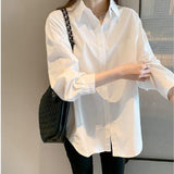 Uniform Shirt Base Long-Sleeved White Shirt Women New Basic Work Clothes With Retro Shirt Woman