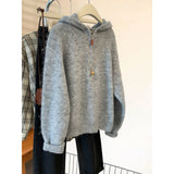 Kaning Half Zipper Hooded Sweater Female Autumn New Lazy Wind Soft Tucked Bottom Top Thick Knitted Shirt