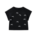 Sweet Hottie Bows Short-Sleeved Summer Round-Neck Fashion Short-Term Navel Bottom Shirt T-Shirt Three-Dimensional Personality