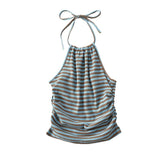Spice Girls Summer Striped Vest Hanging Back Folded Short Slings Outside To Wear Clothes