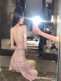 Sexy V-Neck Flashing Sling Dress Summer Woman's New High-Rise Body Strap With Irregular Short Skirt