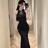 National Style New Chinese Style Improved Cheongsam Dress Temperament Famous Feeling Body-Body-Bend-Up Fishtail Dress Dress Summer