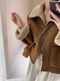 European High-End Fur Lamb Coat Women 2026 Autumn And Winter New Collar Locomotive Jacket Jacket Top