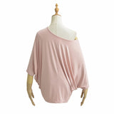 Pure Lust Mask T-Shirt Lanky Comfortable Bat Seven-Sleeved Loose Top Women's Long Slanted Shoulder T-Shirt Sunscreen