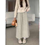 Plus Velvet Thick Cashmeline Half Dress Women Autumn And Winter 2025 New High-Waist Display A Skirt Medium-Long Large Swing Skirt