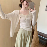 KANING Knitted Vest With Two Sets Of 2026 Autumn New Sweet Temperament To Show Knitted Cardigan Woman