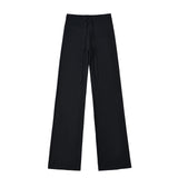 Summer New Yoga Elastic High-Waisted Loose-Rloose Straight Trousers Languid Languid Casual Drag Trousers
