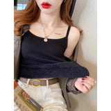 KANING Plus Velvet Sling Vest Women In Autumn And Winter Wearing A White Bra And Bottom Shirt Thicken One Warm Vest