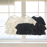 Real Shooting A Large Number Of Summer New Cotton Women Short-Sleeved Shirt Splicing Lotus Leaves Under The Hem