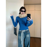 KANING Korean Babes Taut Mah-Shua New Year Red Sweater Spring And Autumn High-End Knitted Shirt