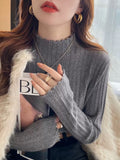 KANING Simple Half-High Collar Knitted Bottom Shirt Women 2026 Autumn And Winter Soft Long Sleeves With Sweater Top
