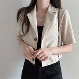 Korean Version Of The Solid Color Short-Sleeved Cotton T-Shirt Woman 2026 Spring And Summer New Leisure Temperament Short Suit Jacket