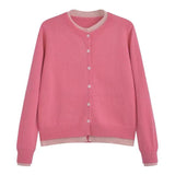 KANING Gray Fake Two-Piece Round-Neck Button Knitted Cardigan Women 2026 Autumn New Women's Korean Version Of Sweater Tide