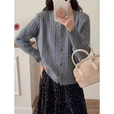 KANING Korean Version Of The Round Collar Retro Knitted Cardigan 2026 Autumn And Winter New Single-Dcupuncture High-End Sweater Woman