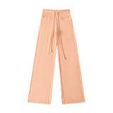 Summer New Yoga Elastic High-Waisted Loose-Rloose Straight Trousers Languid Languid Casual Drag Trousers
