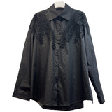 European Goods Heavy Industry Buckle Embroidery Single Buckle Collar Loose Long Shirt Women Big Brand Design Sense Thin