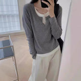 KANING Ramming Two-Piece Knitted Jersey Woman 2026 Autumn New Korean Design Sense Bottom Sweater Woman