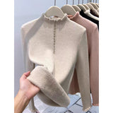 KANING Semi-High Collar Plus Thick Bottom Knitted Shirt 2026 Autumn And Winter New Wood Ear One-Piece Sweater Woman