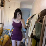 Temperament Purple Femininity Sling Dress Women Autumn New Body Inside The Bottom Hot Girl Ass Skirt Tide