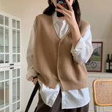KANING V-Neck Single-Dcupuncture Knitted Vest 2026 Autumn New Design Sweater Cardigan Vest