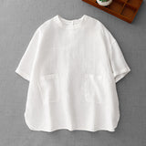 Real Shooting 2026 Summer New Cotton Spousted Simple Good-Looking Series Short-Sleeved Shirt Loose Thin Cotton Linen