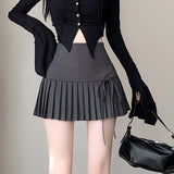Black T-Shirted With 100-Folded Half-Dress Woman 2025 Autumn New Thin High-Waisted Small Word Short Skirt