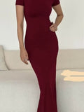 Summer Short Sleeves Short Sleeves Sexy Long Dress Girl Pure Temperament Short-Sleeved Dress Dress Girl