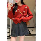 KANING Round-Neck Sweet Bow Knitted Cardigan 2026 Autumn And Winter New Design Sense Niche Sweater Coat Woman