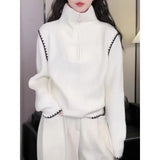 KANING Semi-Zipper Collar Loose Lazy Knitting Shirt 2026 Autumn And Winter New Design Sense Niche Hooded Sweater