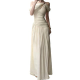 Sexy Wind Shoulder Strap Dress Women's Spring And Summer New Waist High-Sensing Dress 100-Fold Skirt Dress
