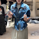 Heavy Industry Hand Embroidery Cowboy Jacket 2026 Spring New Collar Tie With Thin Jacket Top